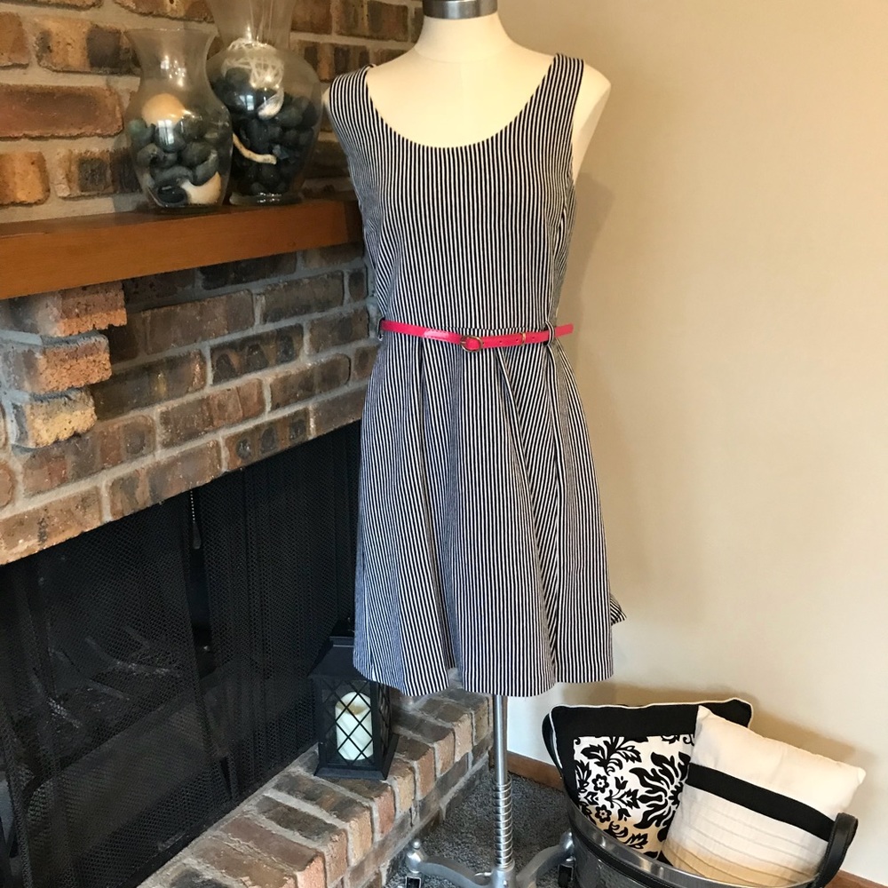 Elle striped White and Navy Blue dress